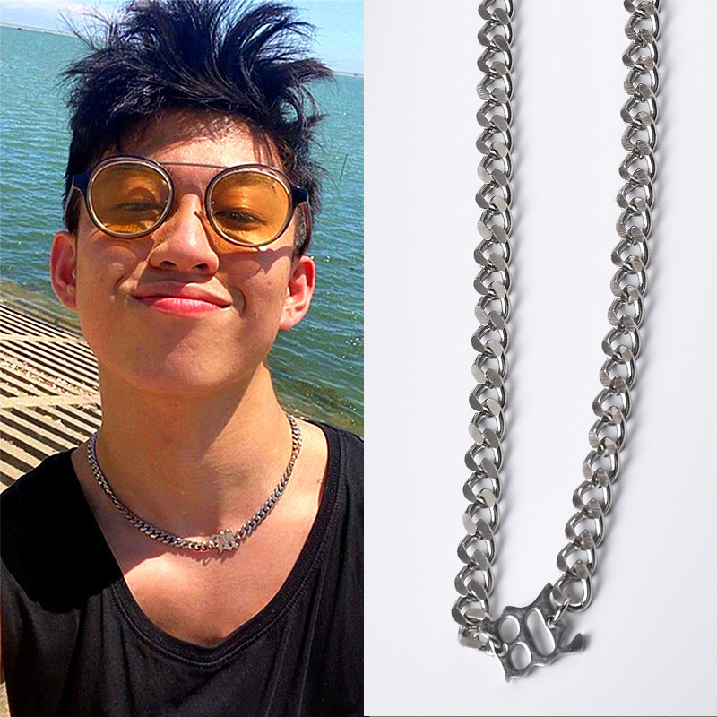 rich brian七哥同款嘻哈古巴项链潮人男女个性钛钢粗