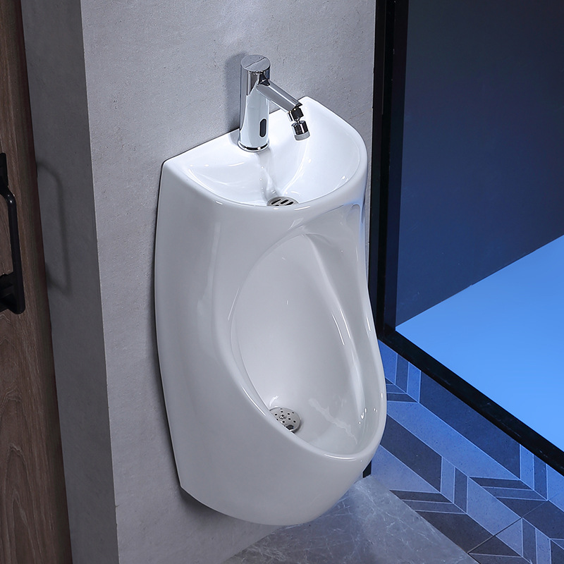 带洗手盆小便器 感应龙头男生小便池 家用酒店男士挂墙新款小便斗