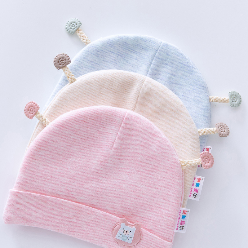 Baby Hat Autumn and Winter 0-3 Months Baby Boys and Girls Pure Cotton Newborn Boneless Double Layer Spring and Autumn Beanie