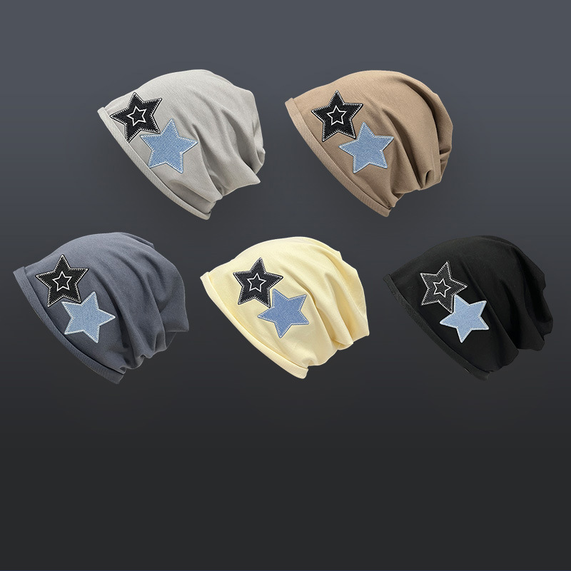 美式潮人个性五角星星包头帽女夏季逛街时尚包头帽复古时髦冷帽男