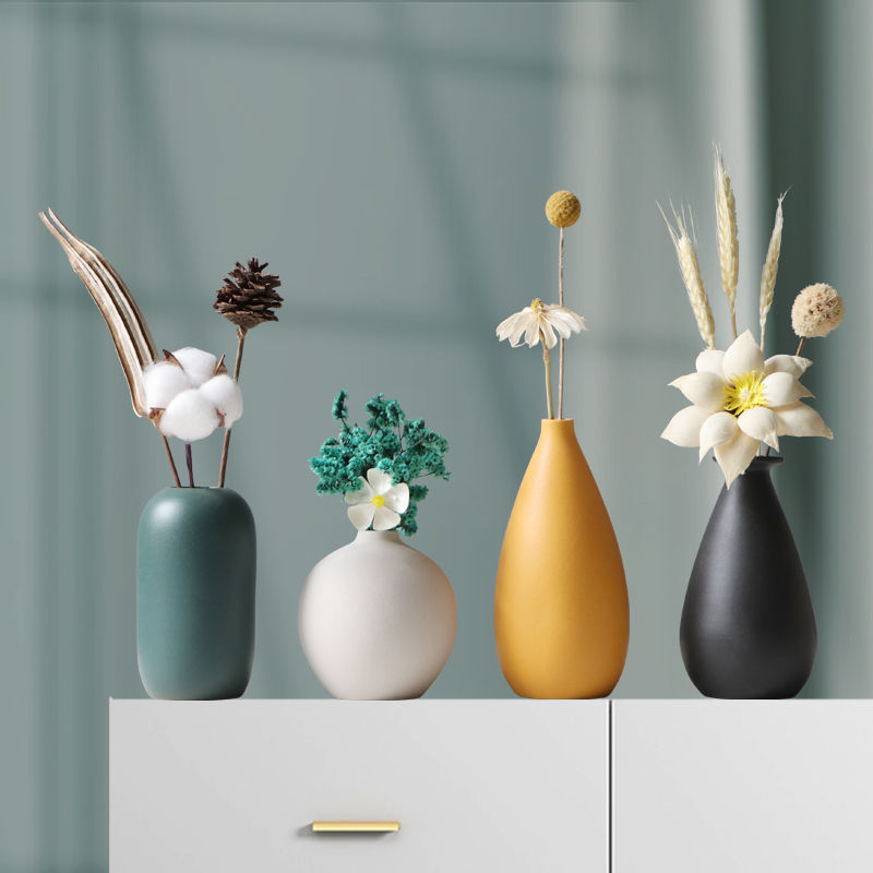 轻奢北欧风陶瓷小花瓶摆件客厅插花创意酒柜电视柜卧室房间装饰品
