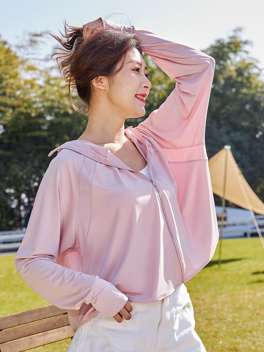 [Vinyl Sun Protection Clothing] 2023 Summer Women's Clothing New Vinyl Ice Silk UPF50 + Big Brim Sun Protection Cardigan