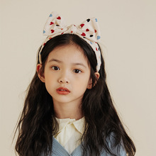 韩国进口女童简约宽边压发箍小女孩气质灯芯绒复古小学生防滑头箍