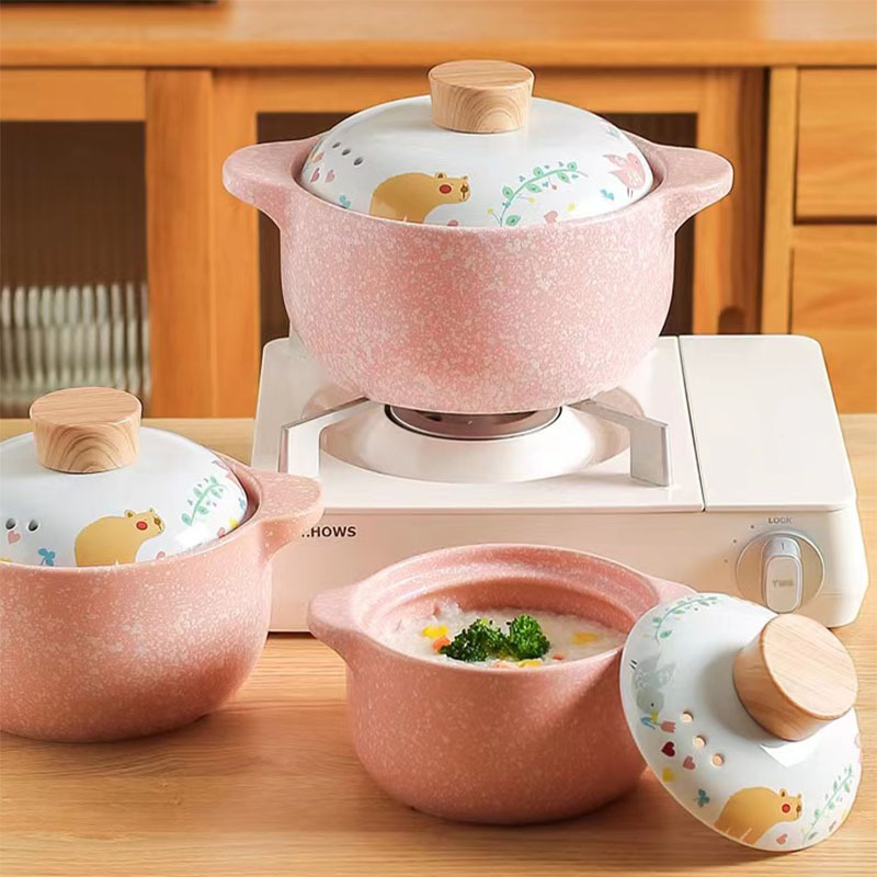 Cute Style Casserole for Making Soup Stew Pot Home Naked-Fire Gas Stove Chinese Casseroles High Temperature Resistance Ceramic Pot Milk Pot