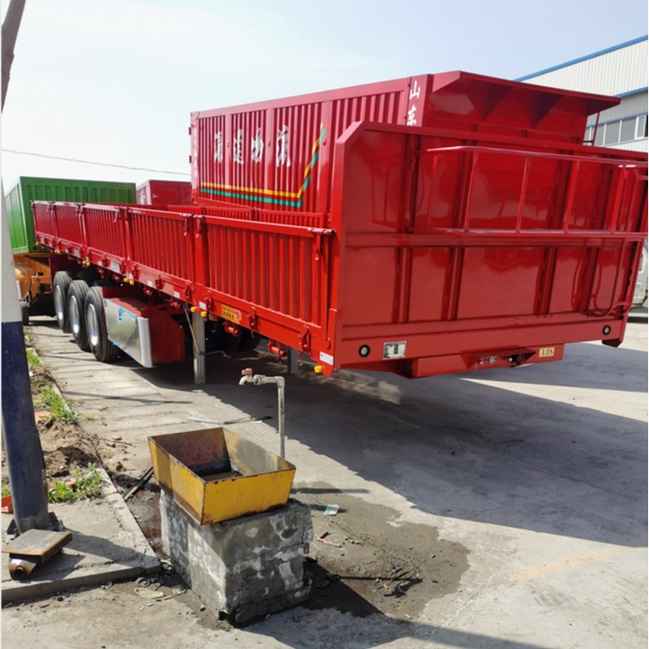 抗载三轴自卸半挂车 三桥自卸式偏翻车斗 液压自卸车斗半挂车