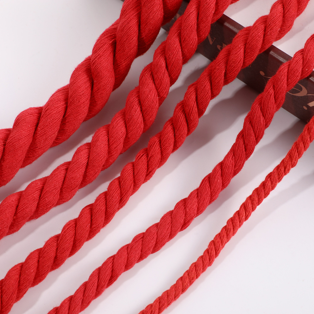 三股棉绳红色编织万字结红线20mm手工红绳中国结辅料多规格麻花绳