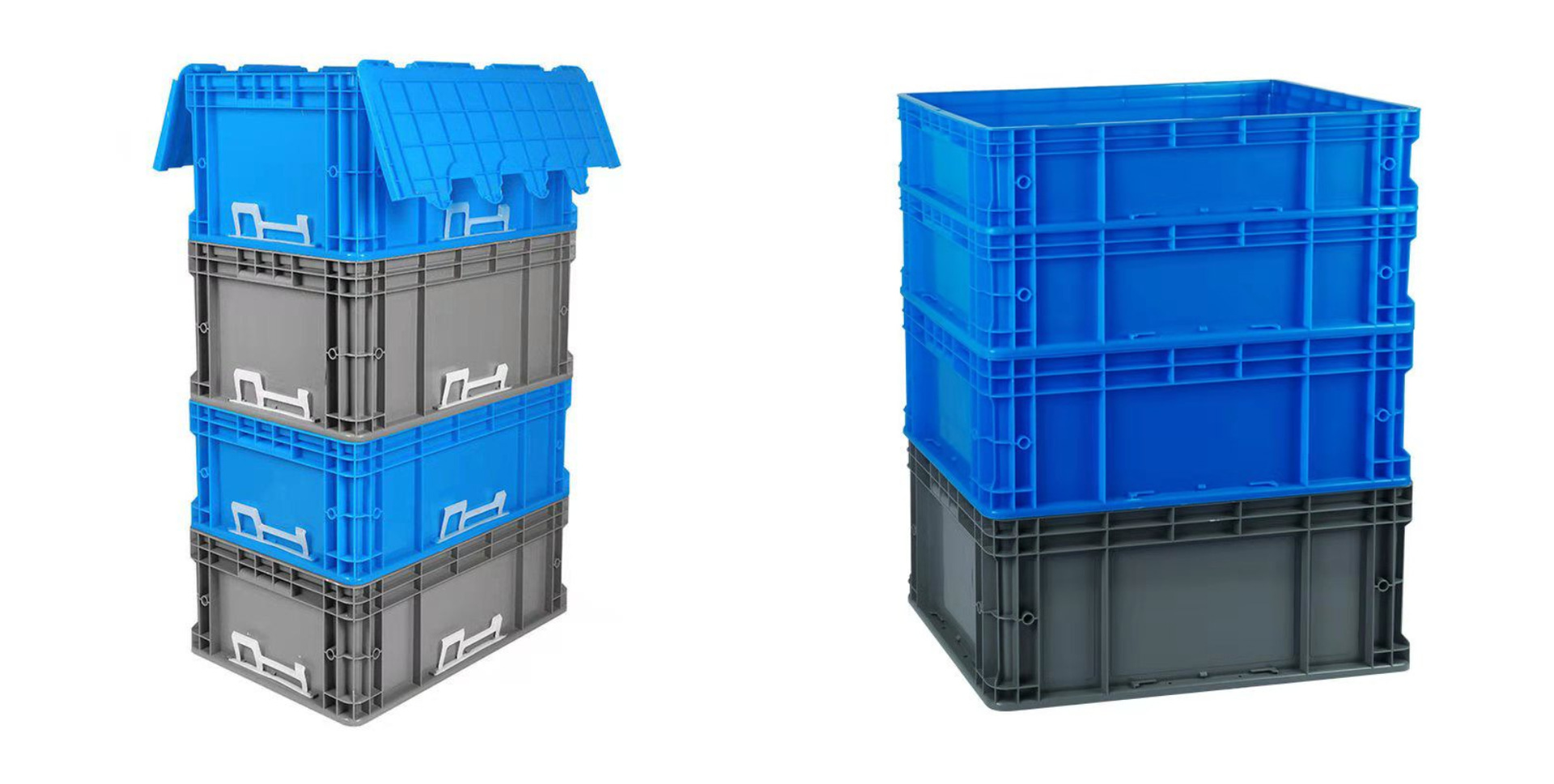 塑料周转箱eu41028带盖欧标汽配仓储物流周转箱错位箱加标签卡