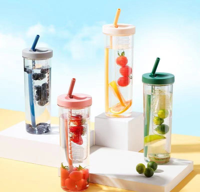 Foreign Trade Wholesale Summer New Juice Scented Tea Cup Tea Water Separation Good-looking Large Capacity Student Portable Drop-Resistant