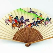 韩国民俗风情扇子朝鲜族演出扇子竹子布艺折叠扇子工艺品活动礼品