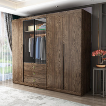 白蜡木新中式风格卧室成套家具实木多功能三四五门组合衣橱大衣柜