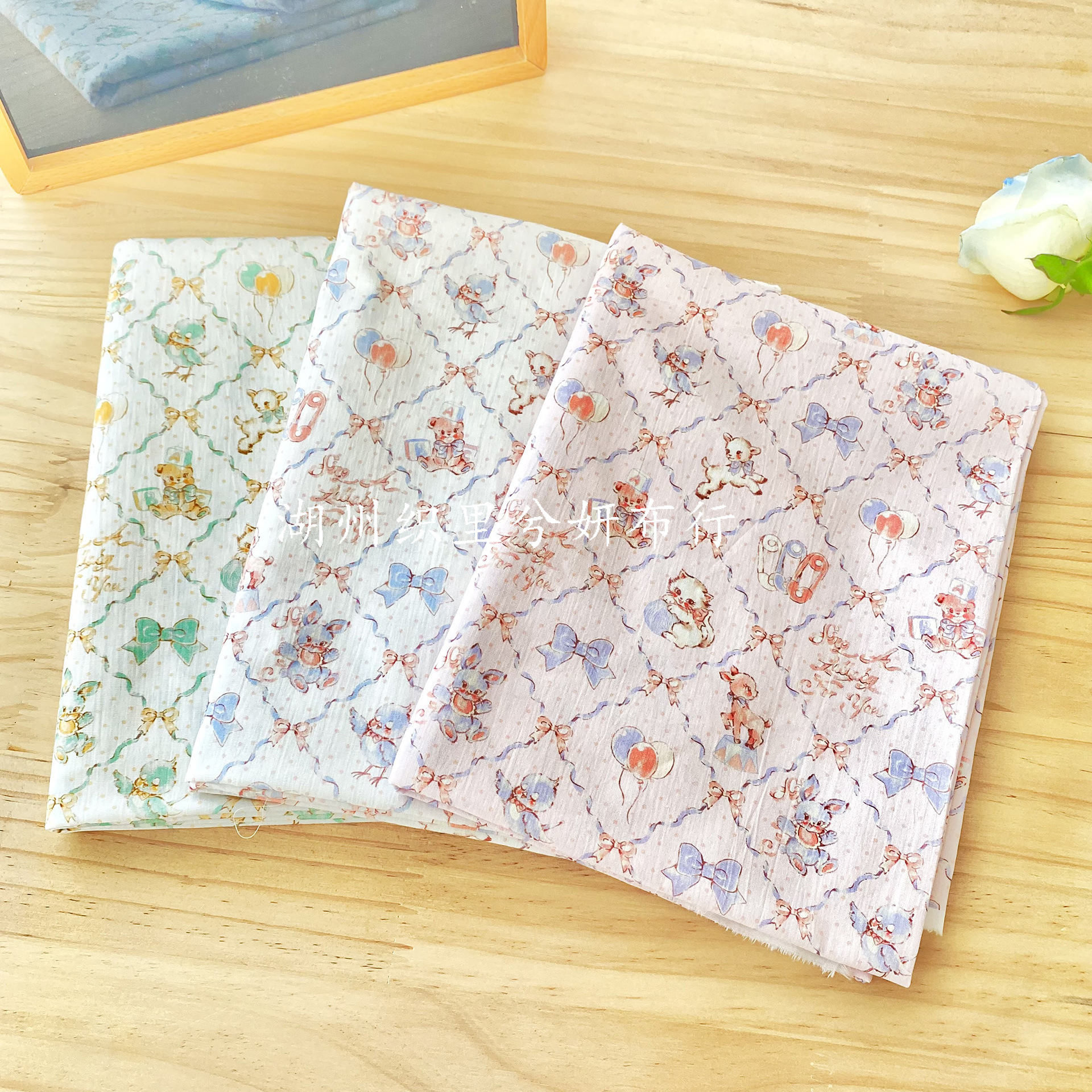 韩版纯棉数码印花布料 唯美麋鹿碎花布女装童装家居服包包饰品diy