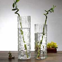 北欧富贵竹插花高款直筒玻璃花瓶大号圆柱摆件客厅家用透明特大号