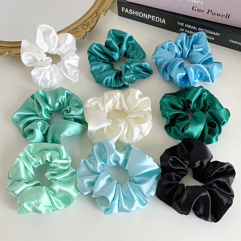 Europe and America Cross Border New Hair Rope Head Rope Hair Ring Solid Color Hair Ring French Scrunchies Large Intestine Ring Hair Accessories for Women