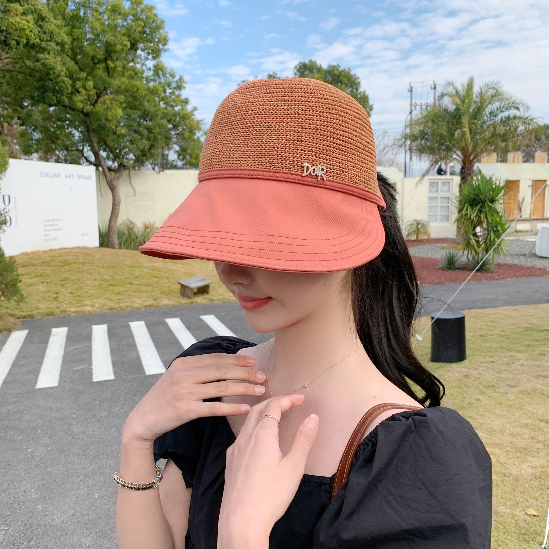 2023 New Hat Women's Letter Sun Protection Hat Sun Hat Fashion Summer Face-Looking Small Sun Hat Cute Summer Hat