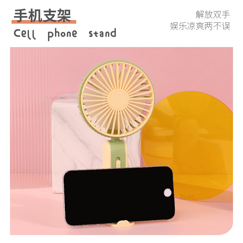 Drip Fan Cartoon Phone Holder USB Charging Desktop Small Fan Handheld Folding Fan Advertising Gift