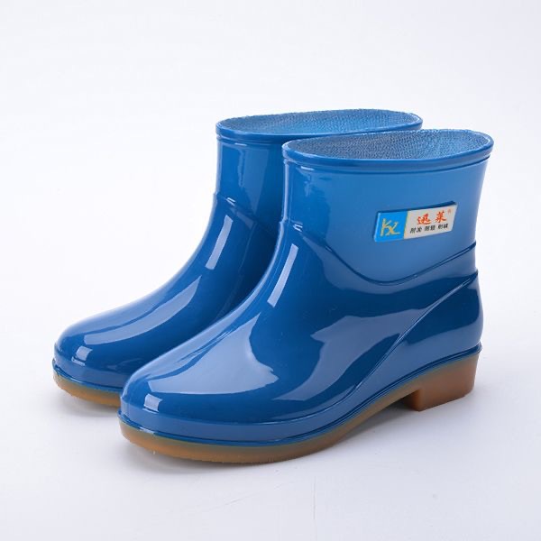 In Stock Wholesale New Rain Boots Women's Low-Cut PVC Rain Boots Non-Slip plus Velvet Warm Rain Shoes Low-Top Labor Protection Rubber Shoes