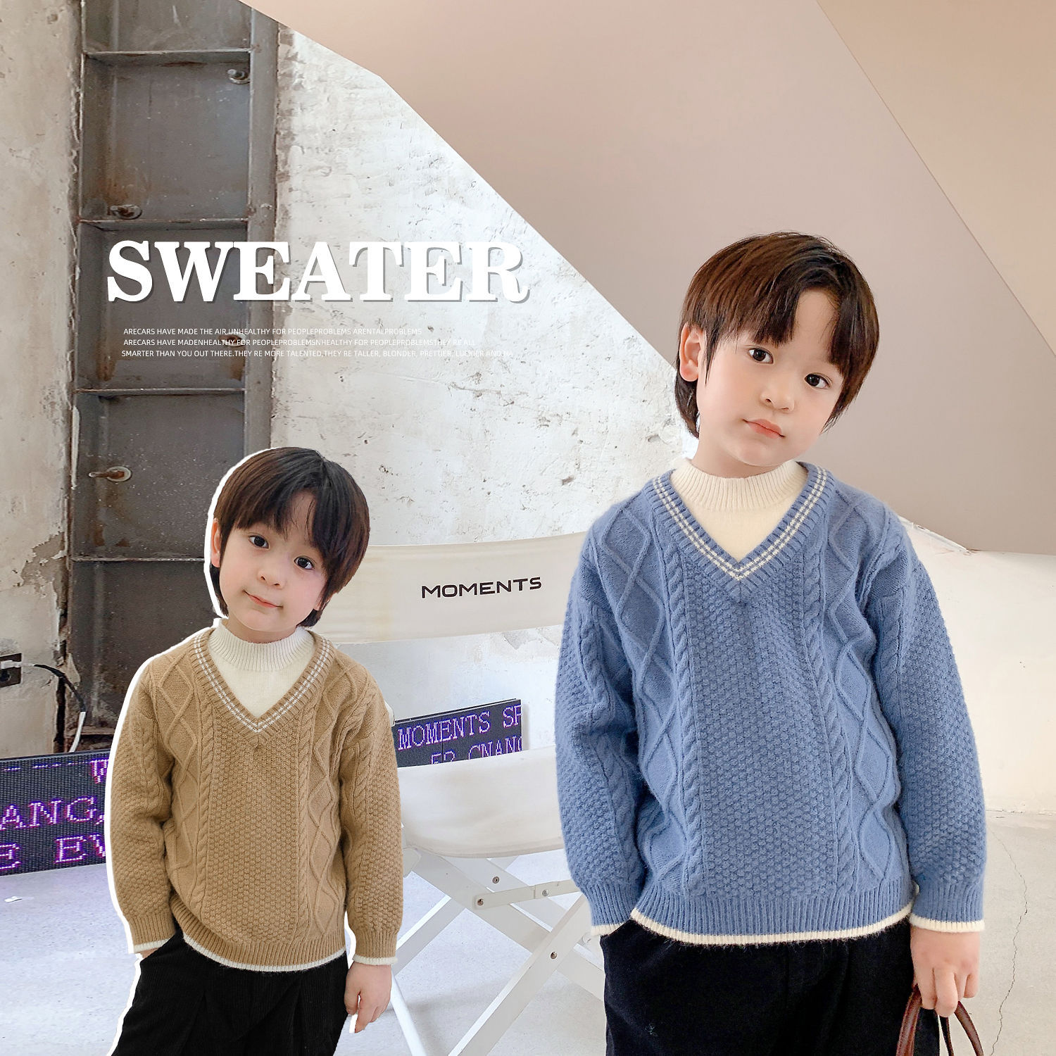 儿童毛衣半高领冬款洋气2岁宝宝针织衫套头冬装男童毛线衣上衣潮