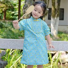 儿童汉服夏季旗袍女童夏款女宝宝小裙子夏装童装小黄鸭连衣裙