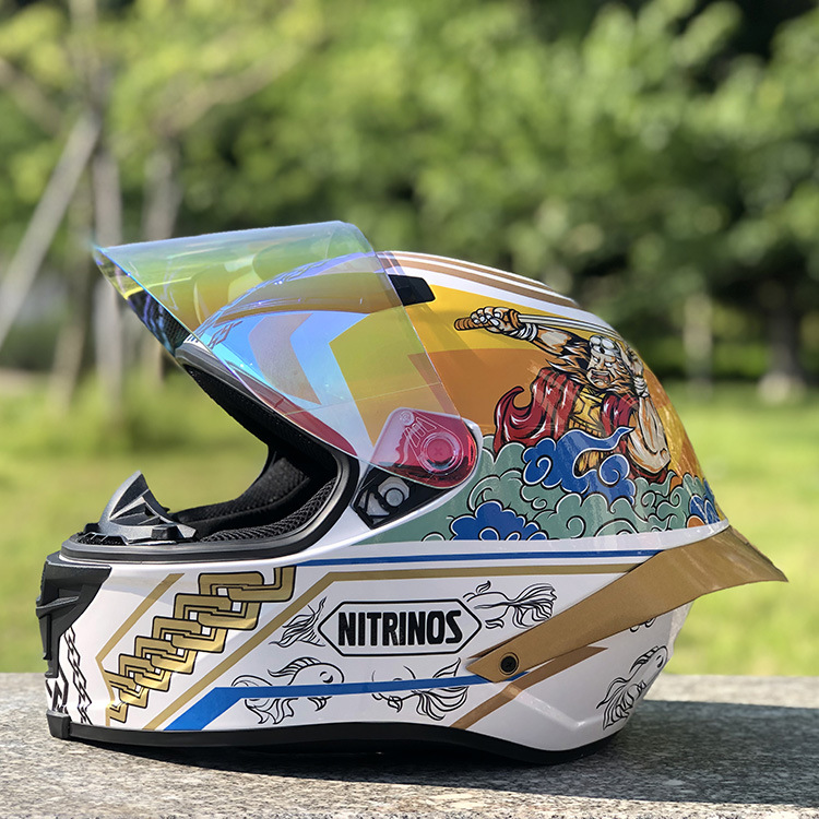 摩托车头盔男女士跑盔全覆式个性炫酷四季机车赛车帽尾翼全盔