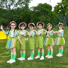 六一儿童节表演服装合唱演出服儿童彩虹短袖短裙女童幼儿园毕业班