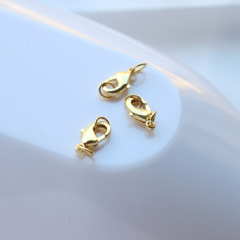 18k包金龙虾扣收尾扣子扣头项链6*12mm带双圈 diy手工首饰品配件