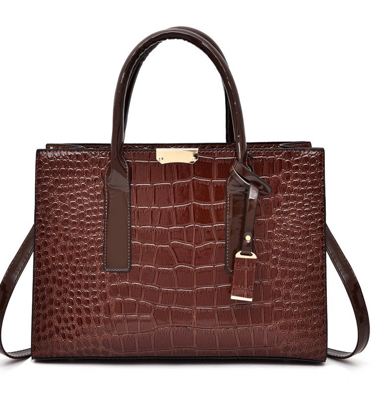 2024新款漆皮鳄鱼纹女包欧美时尚包包女大包托特包手提单肩斜跨包