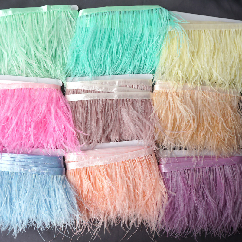 feather cloth strip 10-13cm ostrich feather cloth edge dress decoration material latin dance skirt cloth belt clothing accessories