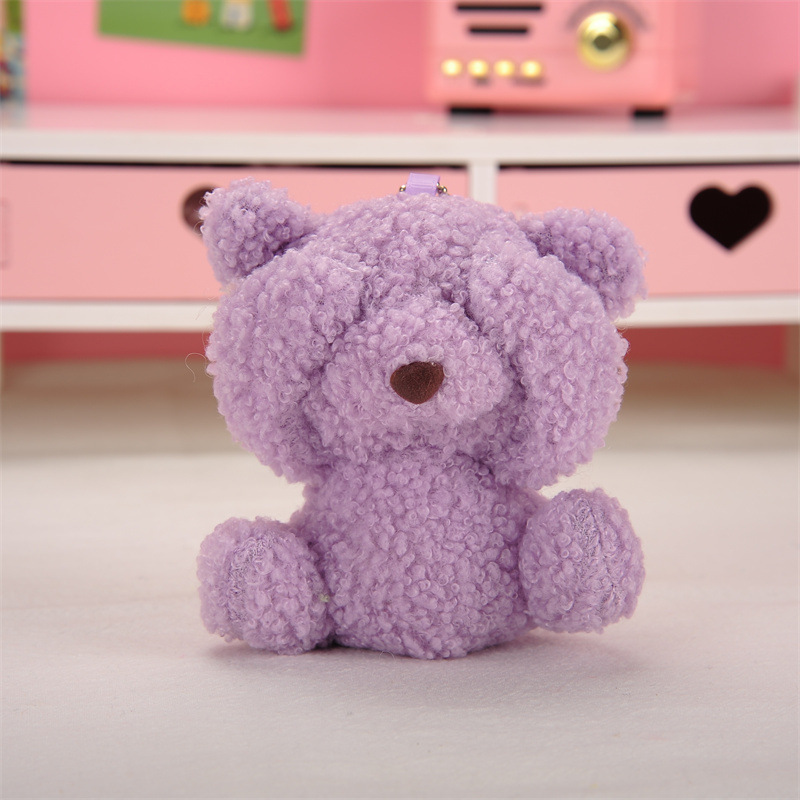 Cute Teddy Cover Face Little Bear Plush Toys Pendant Doll Mini Crane Machines Doll and Bag Pendant Key Ring