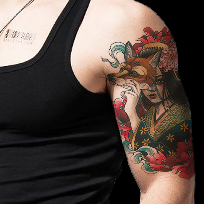 纹身贴半臂男女花臂网男潮ins风女个性刺青身手臂黑暗系花臂艺妓