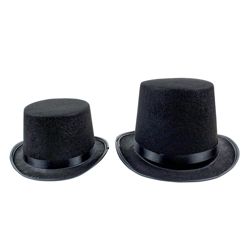 万圣节黑色魔术师爵士帽毛毡高礼帽派对道具舞会表演魔术帽子