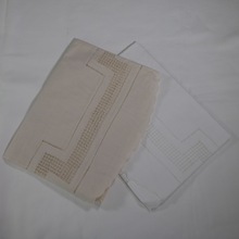 TC010 Drawn thread work Tablecloth36“直径苎麻棉白色抽纱桌布