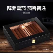 古巴雪茄盒大容量雪松木雪茄保湿盒 雪茄实木保湿恒湿雪茄箱树脂