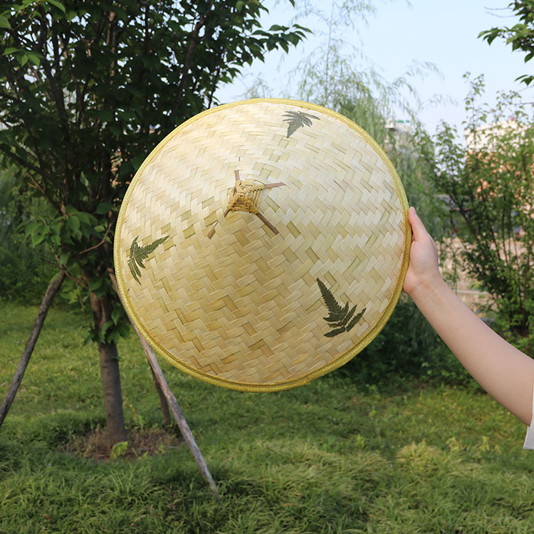 竹编遮阳遮雨尖顶渔翁斗笠帽农用演出道具竹草帽