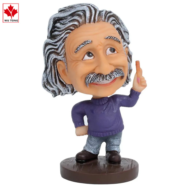 跨境树脂工艺品名人摇头公仔汽车摆件 爱因斯坦手办可爱卡通摆件