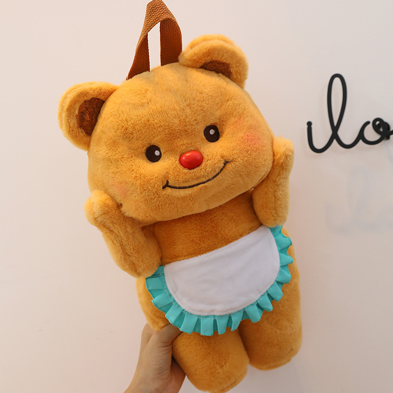 网红黄油小熊玩偶背包可爱毛绒玩具公仔布娃娃卡通小熊双肩包批发