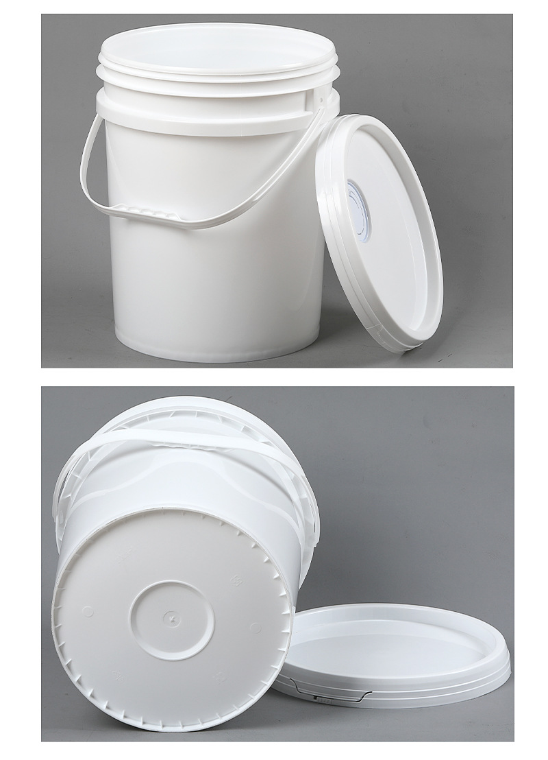 厂家批发20l平盖凹底桶带盖密封食品酱料桶包装广口塑料桶涂料桶