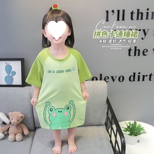 棉儿童睡裙女童短袖卡通睡衣夏季宝宝薄款空调服公主家居服代发