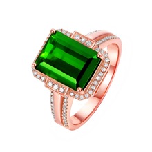 气质祖母绿绿宝石戒指 镶嵌彩色宝石彩宝女戒钻戒绿碧玺戒指戒子