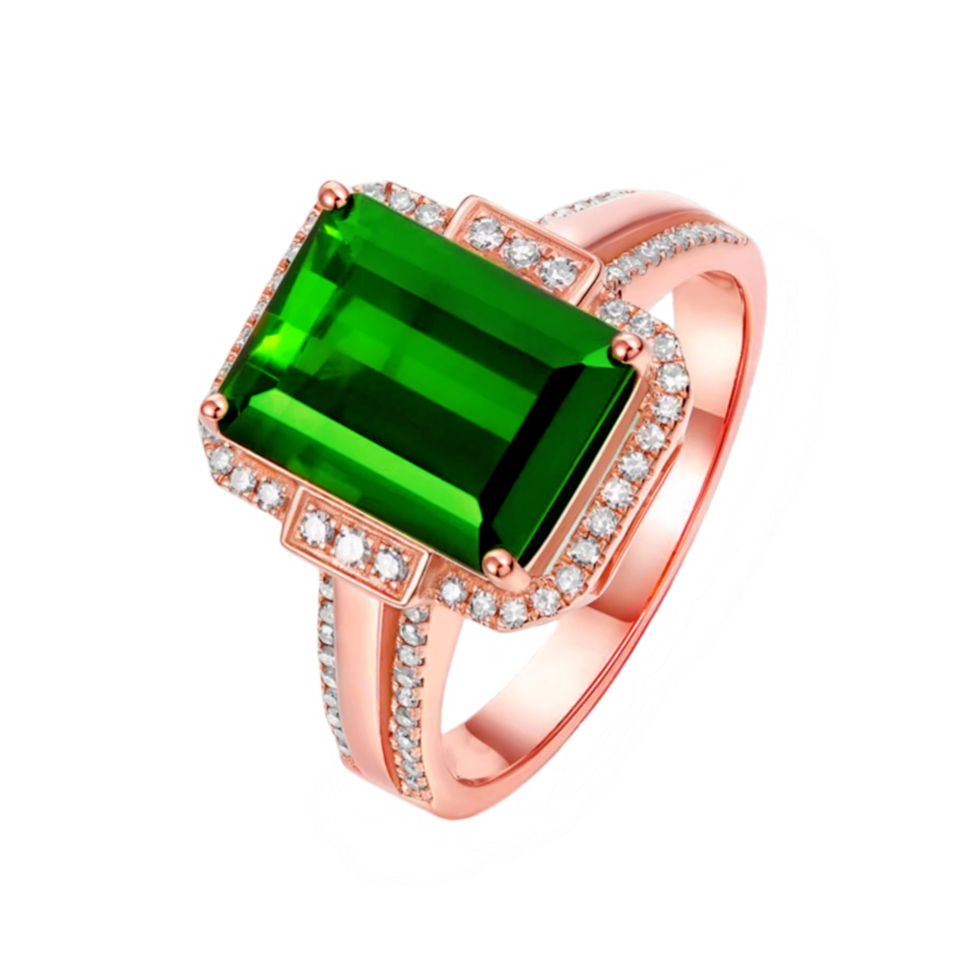 气质祖母绿绿宝石戒指 镶嵌彩色宝石彩宝女戒钻戒绿碧玺戒指戒子