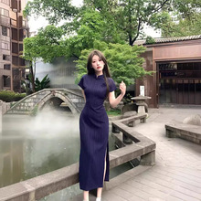 新式改良版旗袍连衣裙女装夏季性感设计感小众显瘦百搭中国风长款