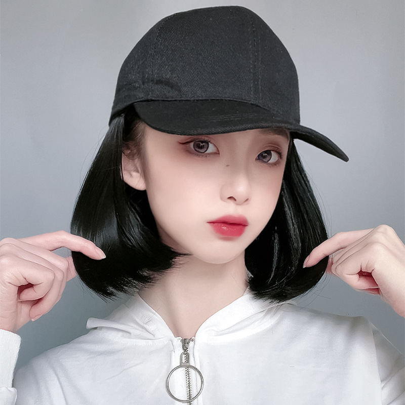假发帽子一体女春夏天鸭舌帽短发bobo波波头韩版潮时尚遮阳假发帽