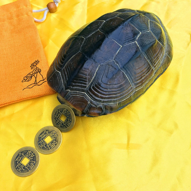 龟壳摇卦黄铜乌龟壳龟甲六爻卦具铜钱易经六十四卦工具家居摆件