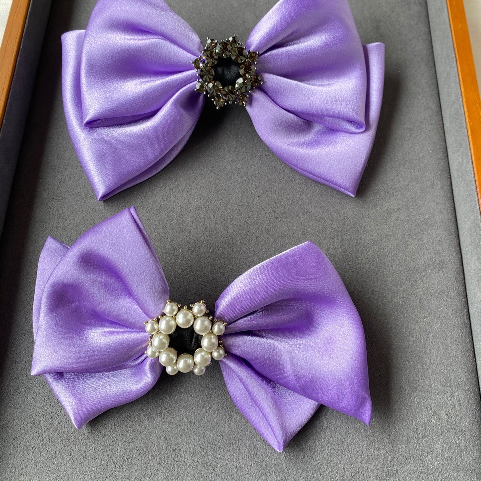 韩国布艺蝴蝶结发夹珍珠水钻后脑勺扎发马尾弹簧夹顶夹侧边夹