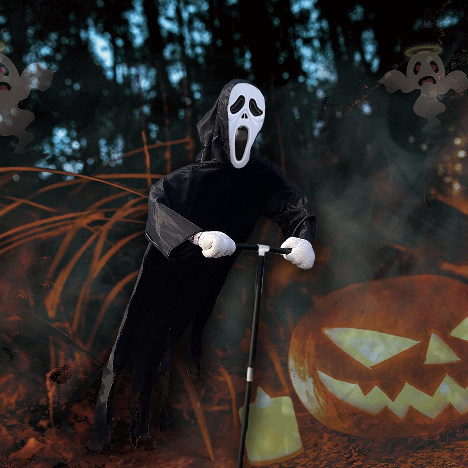 scream scarecrow 万圣节尖叫鬼装饰 鸟类田园保护幽灵长袍稻草人