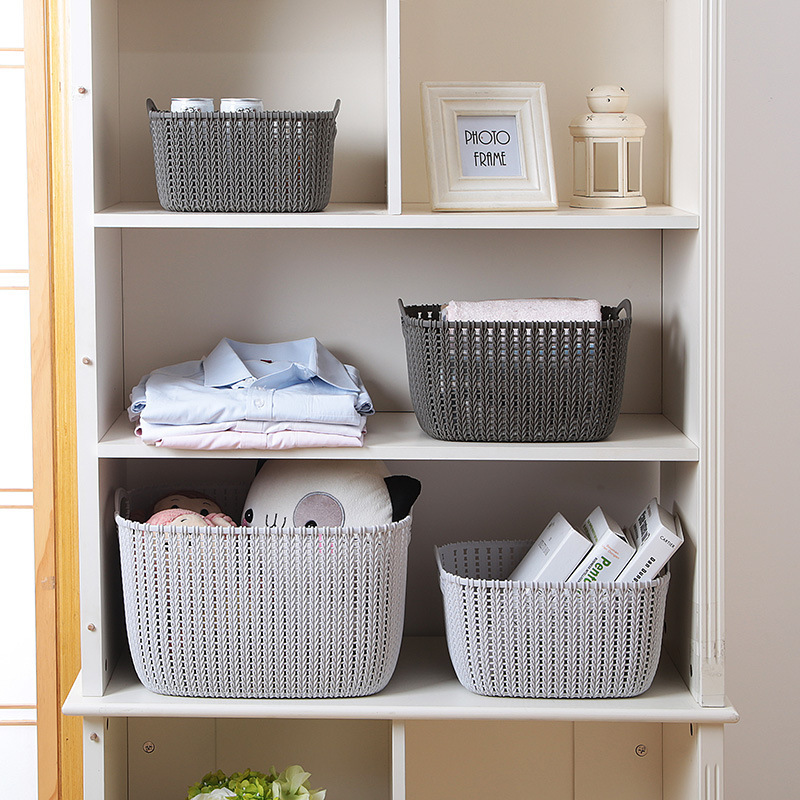 New Rattan-like Desktop Storage Basket Plastic Storage Basket Kitchen Basket Snack Storage Box Bathroom Bath Storage Box