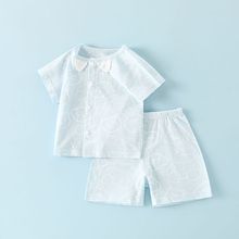 婴儿短袖套装纯棉无骨夏季薄款衣服短裤男女宝宝分体两件套夏天装