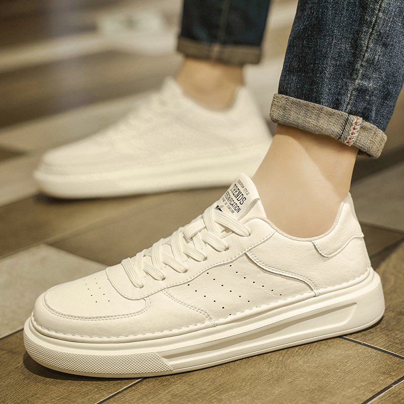 Putian Men's Shoes 2024 Spring New Small White Shoes Men's Leather Sports Air Force Board Shoes Ins Light Break