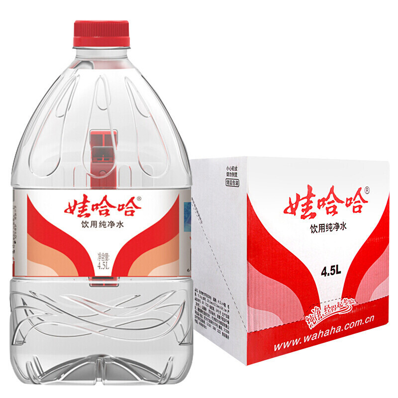 娃哈哈饮用纯净水4.5L*4桶装整箱家庭天然饮用保湿设备官方特价批