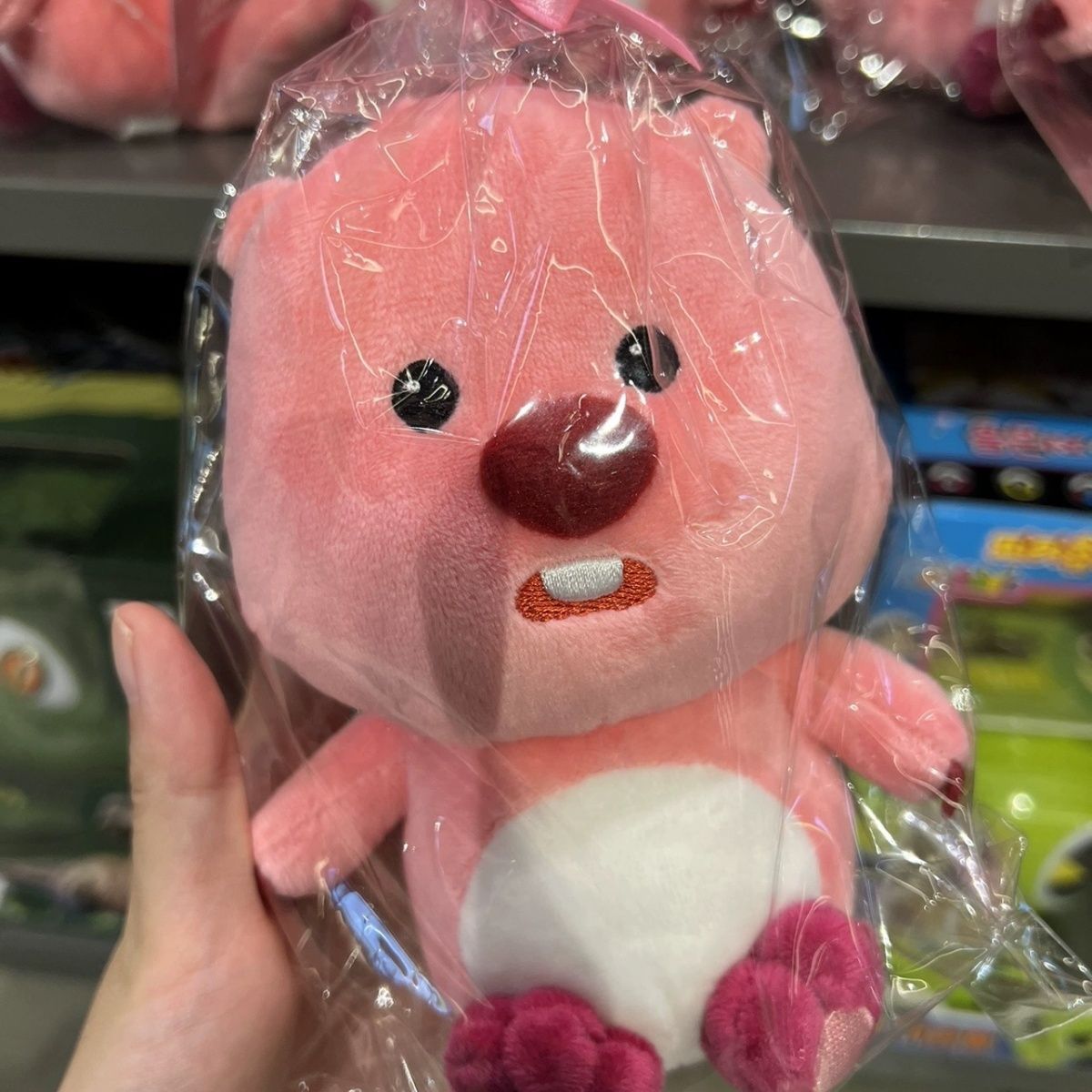 韩国loopy粉色小海狸露比玩偶可爱玩具毛绒公仔儿童生日礼物女生