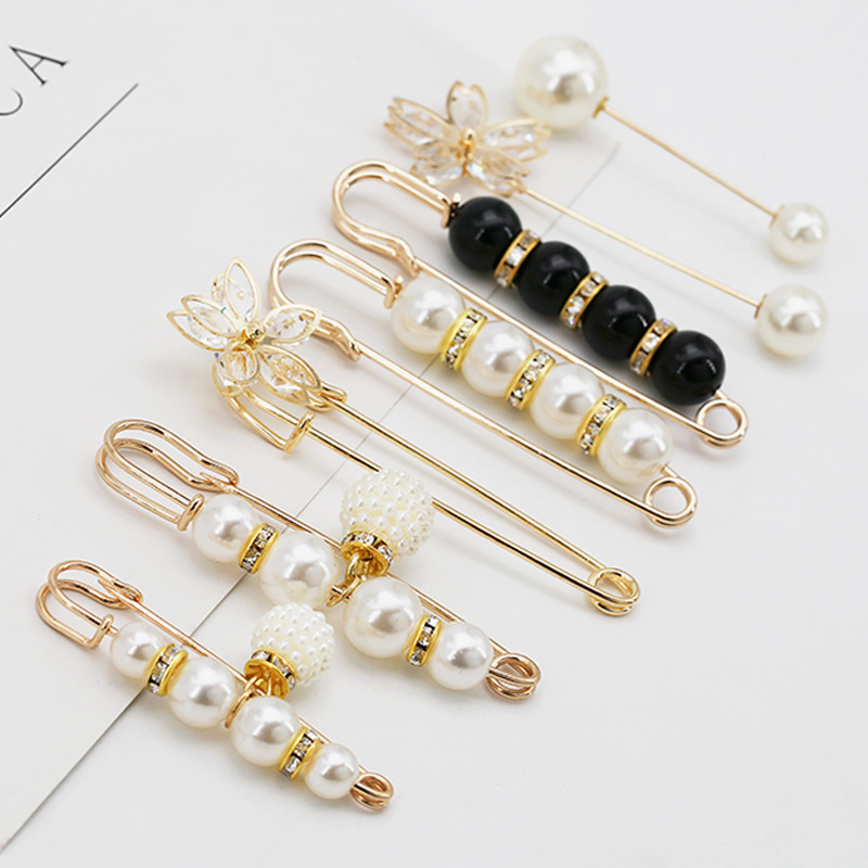 Pants Collection Waist of Trousers Artifact Waist Pin Anti-Exposure Brooch High-End Corsage Pin Accessories Pearl Brooch Clasp